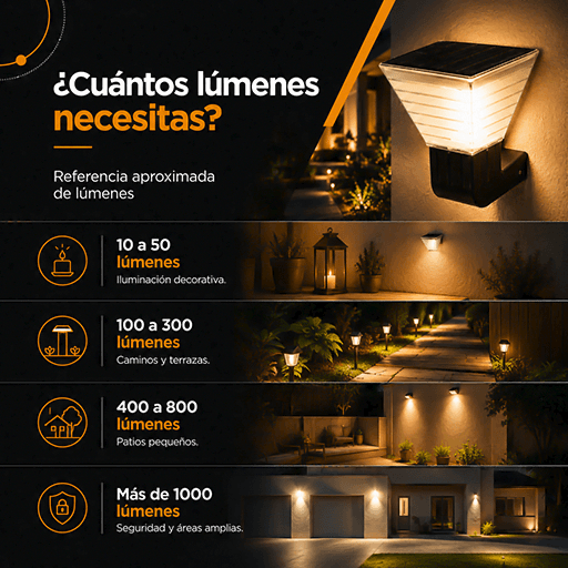 7 Errores Comunes al Comprar Luces Solares Referencia aproximada de lumenes